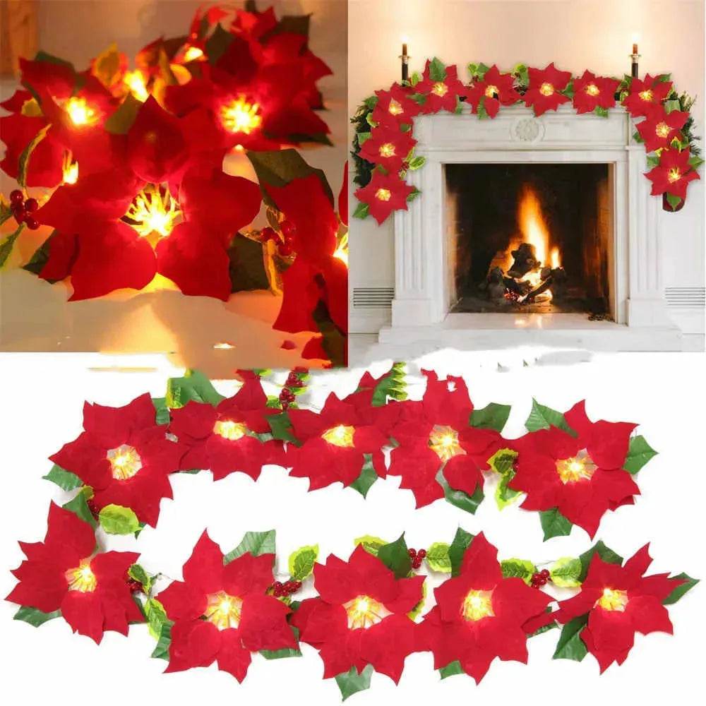 BowLift | Door Frame Escalator Decoration Red Flower String Lights