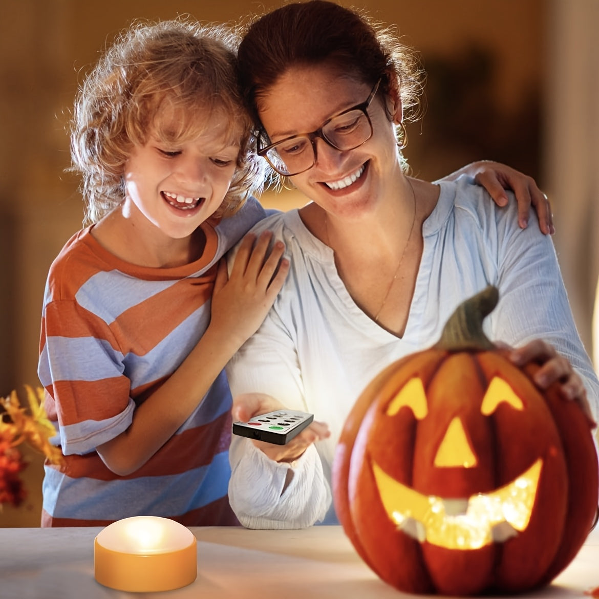 BowLift | Flameless Battery Jack-O-Lantern Lights | LED Tea Candles