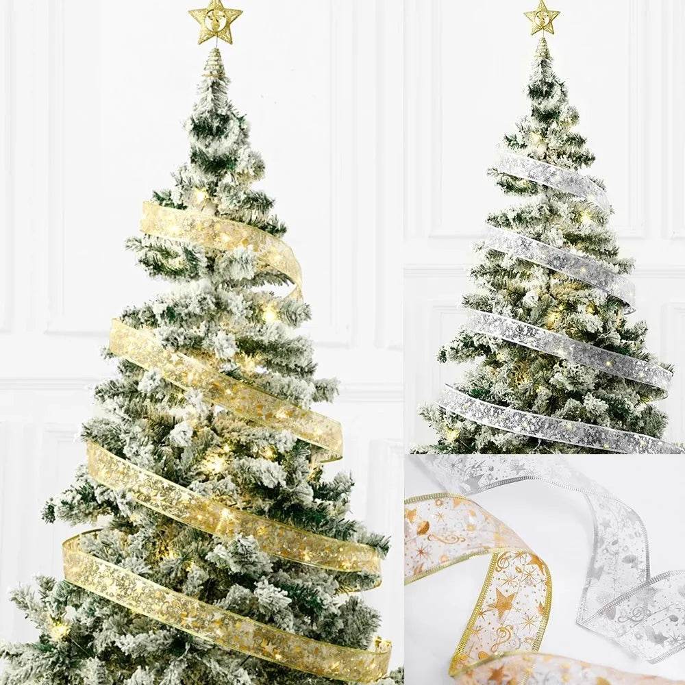 BowLift | LED Lights Hot Stamping Double-layer Ribbon Christmas Decorations