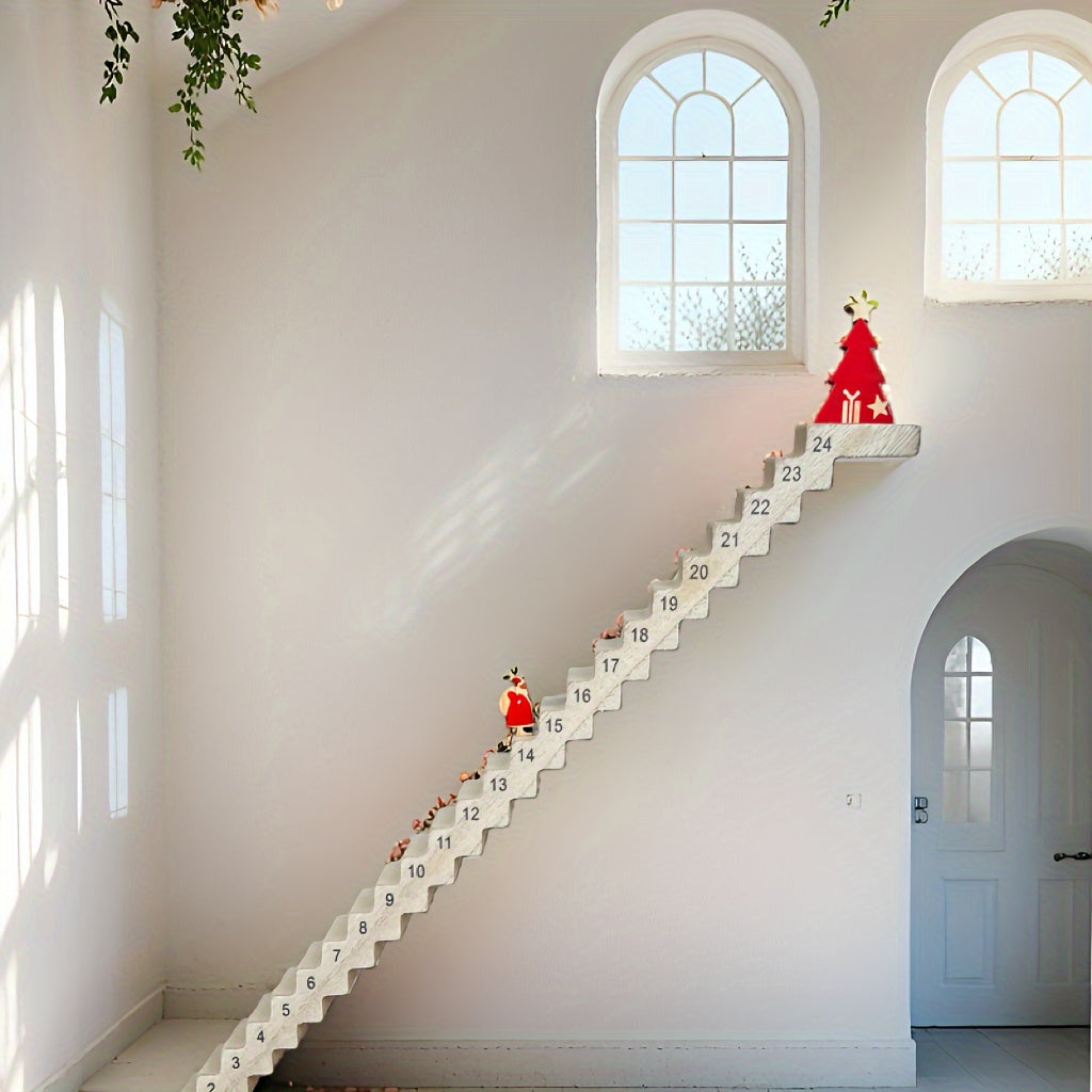 BowLift | Santa Advent Calendar – 24-Day Wooden Christmas Countdown with English Text, Tabletop Holiday Decor for Parties, Homes, and Festive Displays