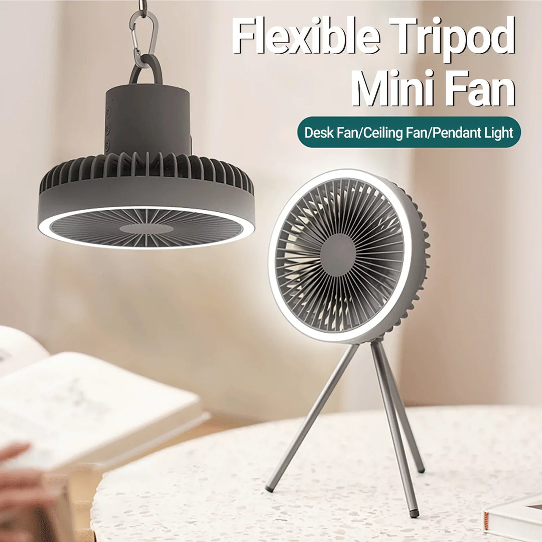 Rechargeable 10,000mAh Camping Fan with LED Lighting and Power Bank | Bowlift