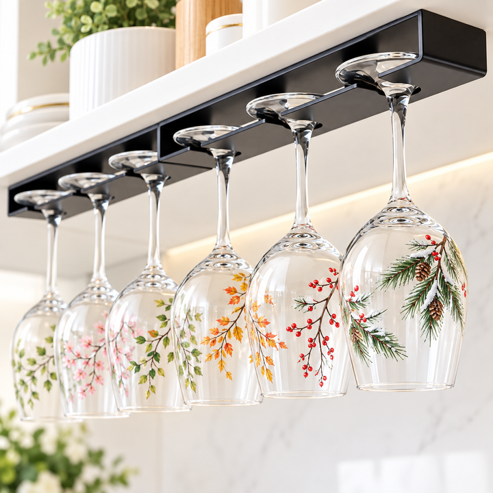 Under-Shelf Sliding Stemware Organizer Rack Bowlift