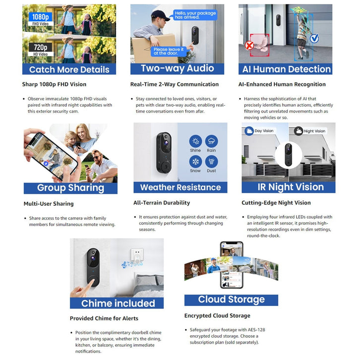 BowLift | Wireless Smart Doorbell Camera – Outdoor Surveillance with HD Night Vision