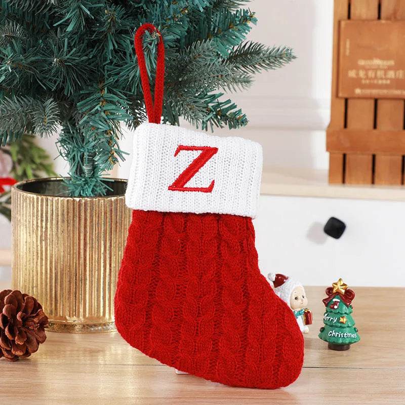 BowLift | Cute Letters Christmas Stockings Decorative Creative Tree Pendant Wool Knitted Socks