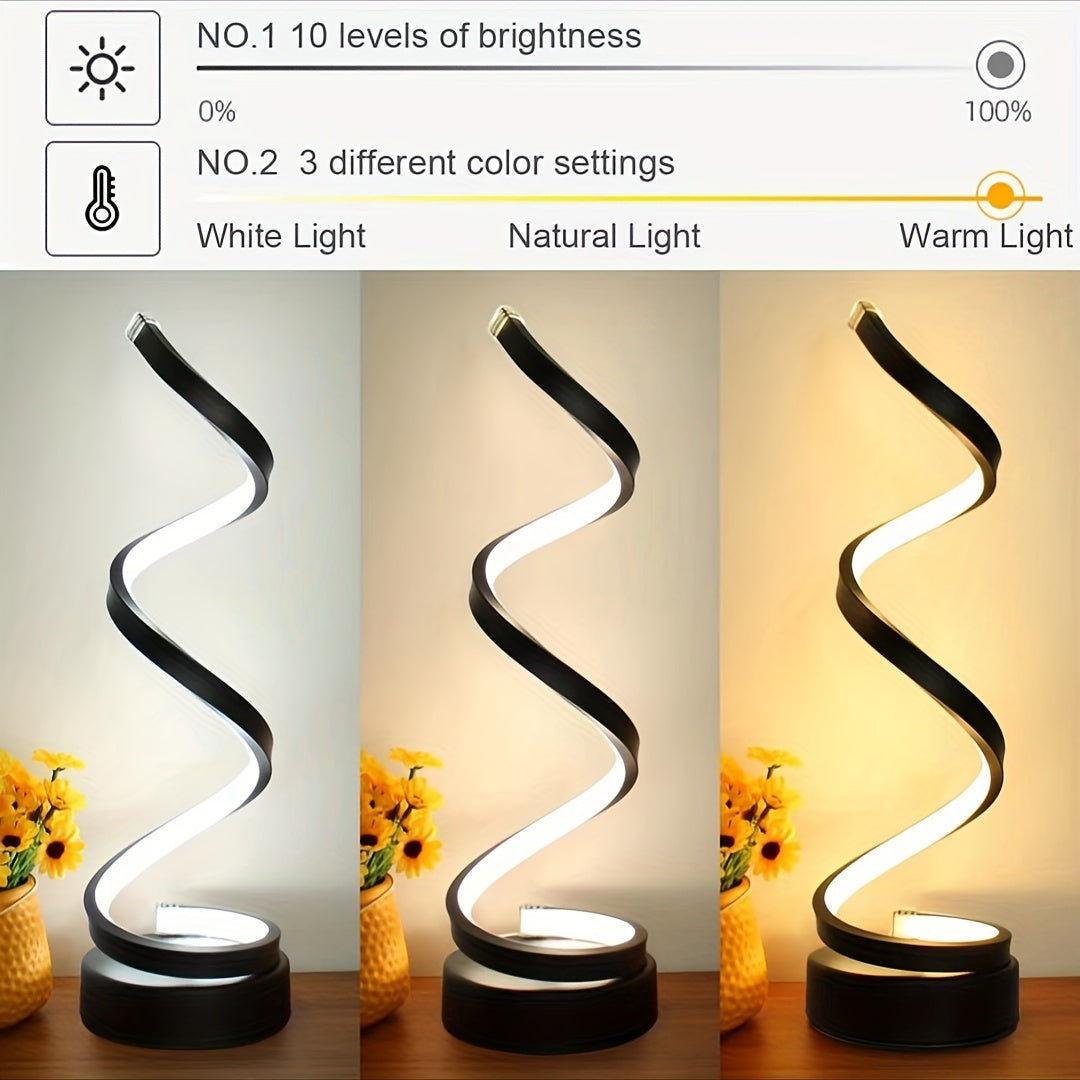 BowLift | Modern Spiral Table Lamp – Creative LED Desk Lamp with Gentle Warm Light, Perfect for Bedroom, Living Room, and Study Decor