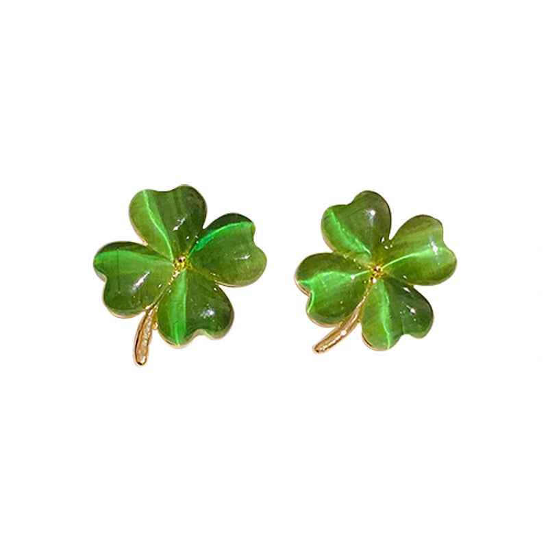 BowLift | Heart-shaped Opal Lucky Four Leaf Clover Earrings
