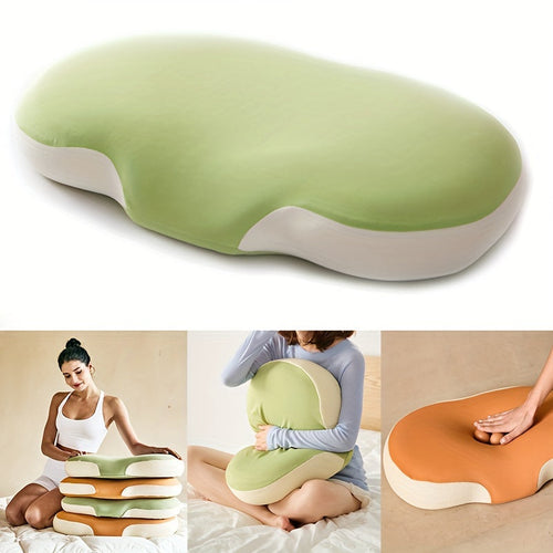 1pc Oval Macaron Pillow Cervical Memory Foam Pillow, Cooling Bed Pillow For Sleeping - Neck Pillows For Pain Relief Sleeping, Contour Support Ergonomic Pillow For Side Back Stomach Sleepers Using High And Low Partition | Bowlift