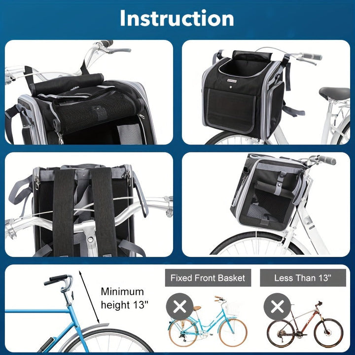 BowLift | Expandable Pet Bike Basket – Comfortable & Safe Bicycle Carrier for Small Dogs and Cats