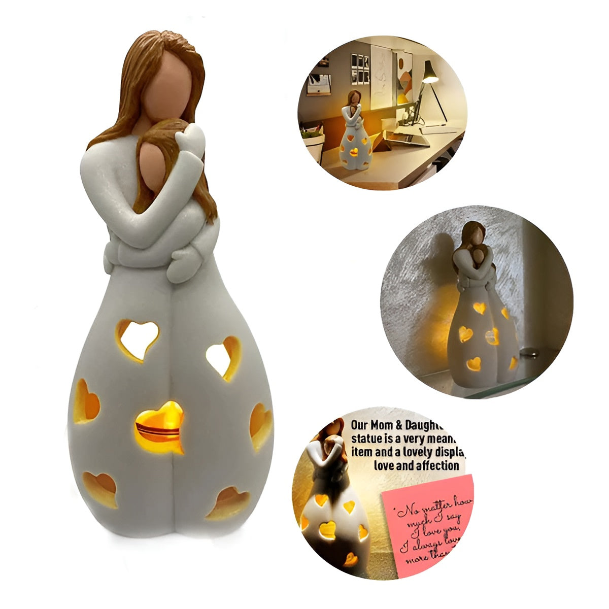 BowLift | Embracing Mother Daughter Figure Flickering Candle Holder - LoveGlow