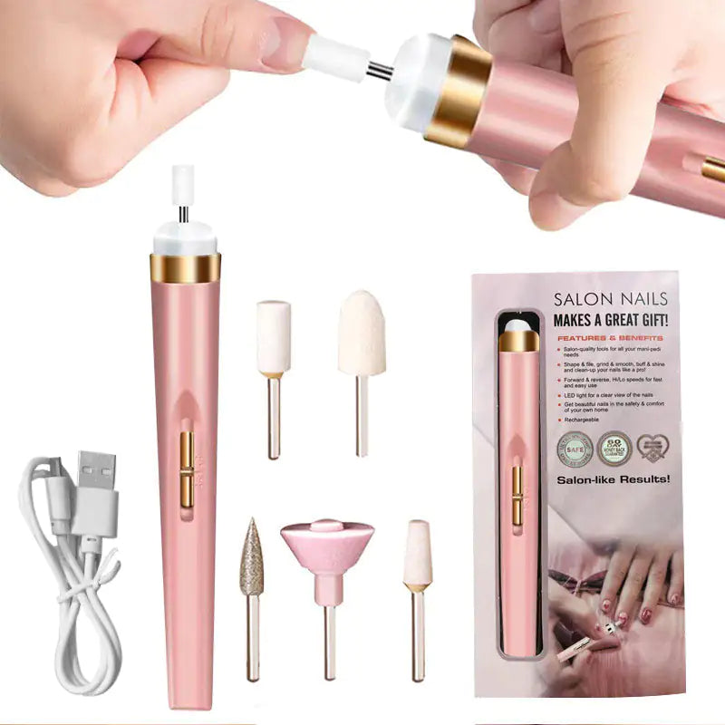 BowLift | Electric Nail Drill & Manicure Kit | Rechargeable with LED Light | Nail Art Tools Set
