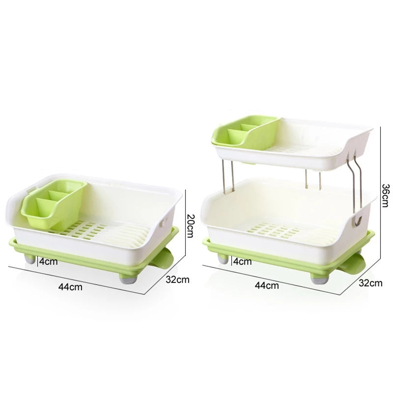 2-Tier Dish Drying Storage Drain Rack Bowlift