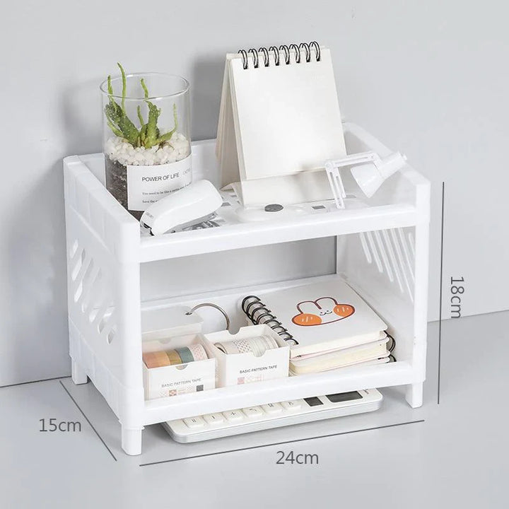 Double Layer Plastic Stroge Organizer Shelf Bowlift