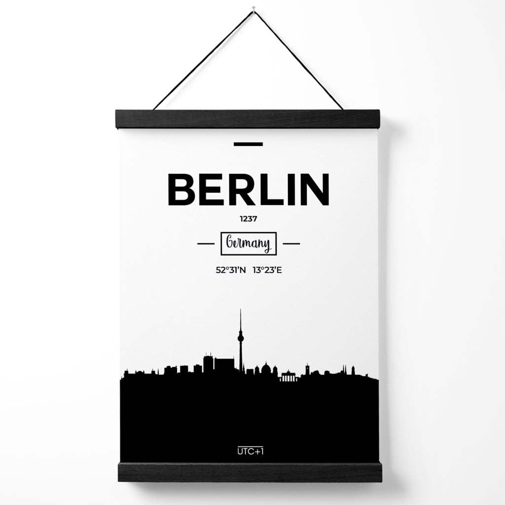 Berlin Black-White City Skyline Poster with Hanger | Bowlift