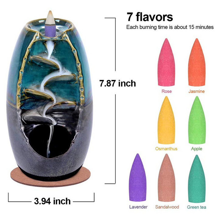 Mountain Incense Holder + FREE 7 Authentic Cones of Natural Fragrances Bowlift