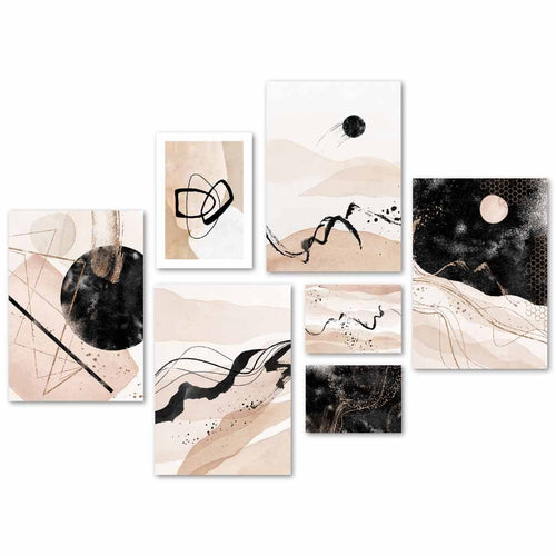 Abstract Beige and Black Landscapes Gallery Wall | Bowlift