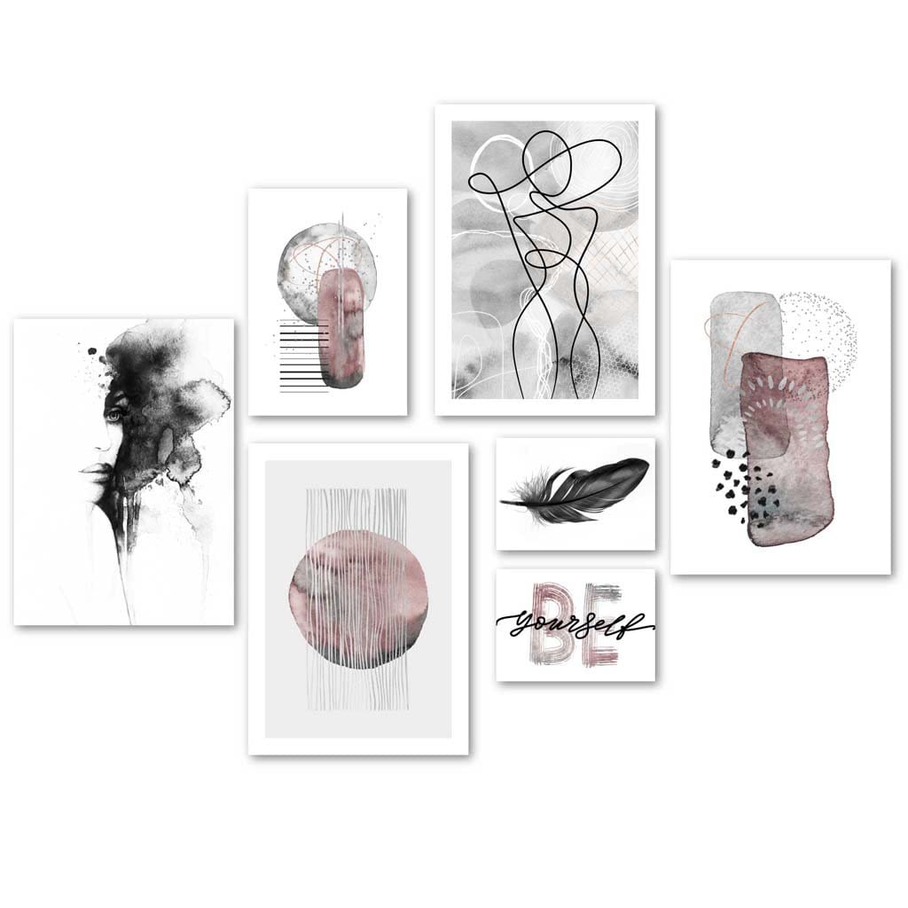 Abstract Blush Pink and Gray Fashion Art Gallery Wall | Bowlift