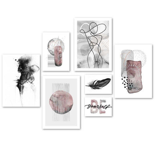 Abstract Blush Pink and Gray Fashion Art Gallery Wall | Bowlift