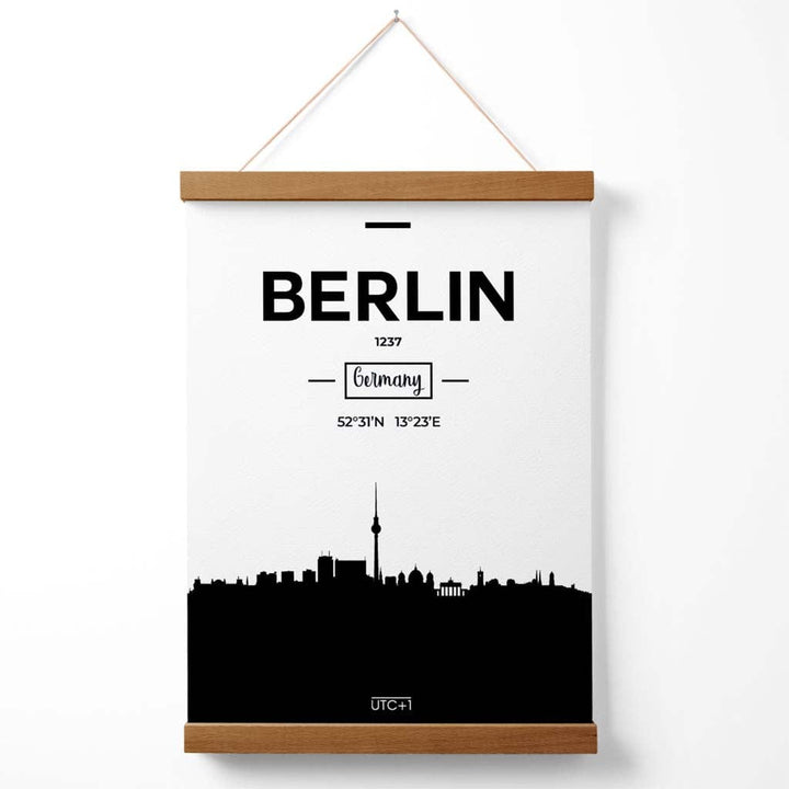 Berlin Black-White City Skyline Poster with Hanger | Bowlift