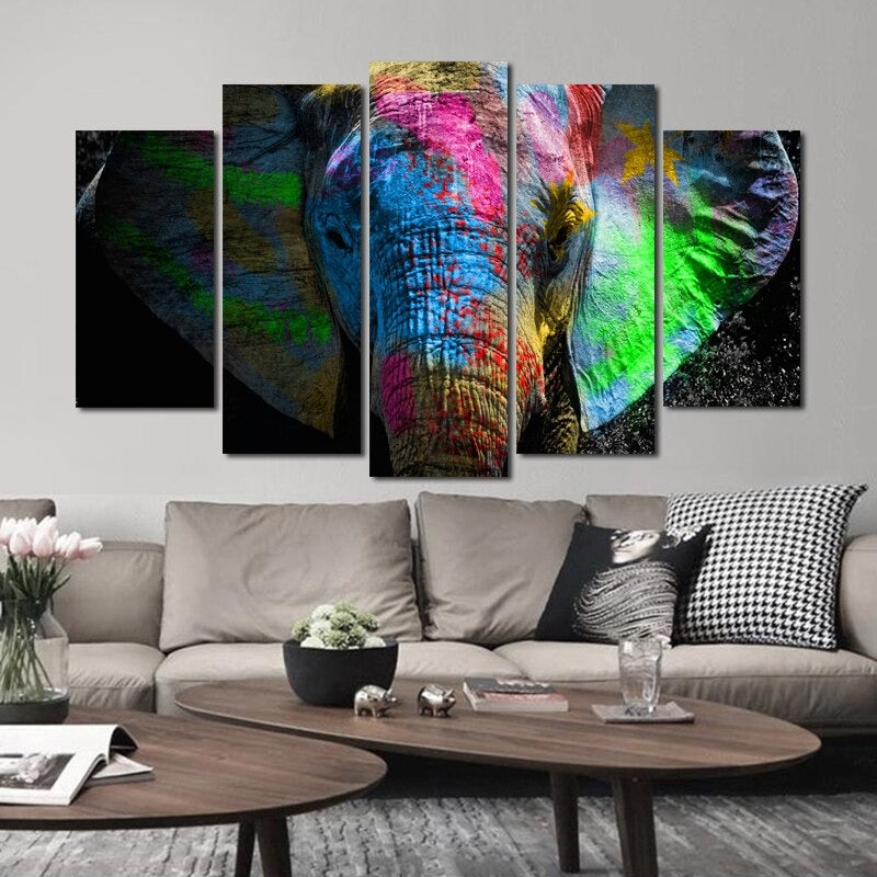 5 Panels "Colorful Animal Print"-Wall Art Modular Pictures Posters | Bowlift