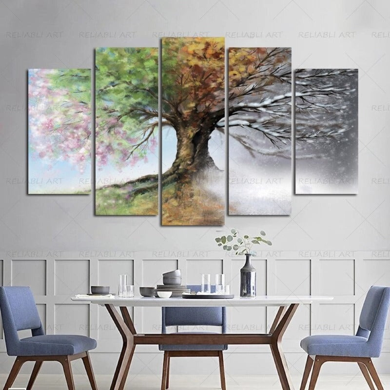 5 Panels "Seasonal Tree"-Wall Art Modular Pictures Posters | Bowlift