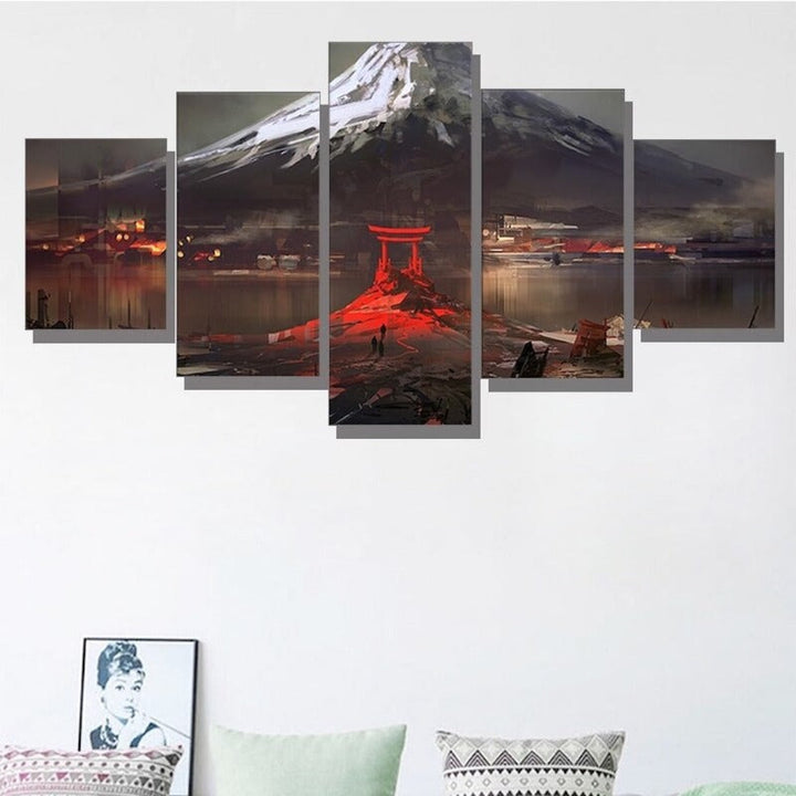 5 Pcs Abstract Art "Mount Fuji Japan Drawing"-Wall Art Posters | Bowlift