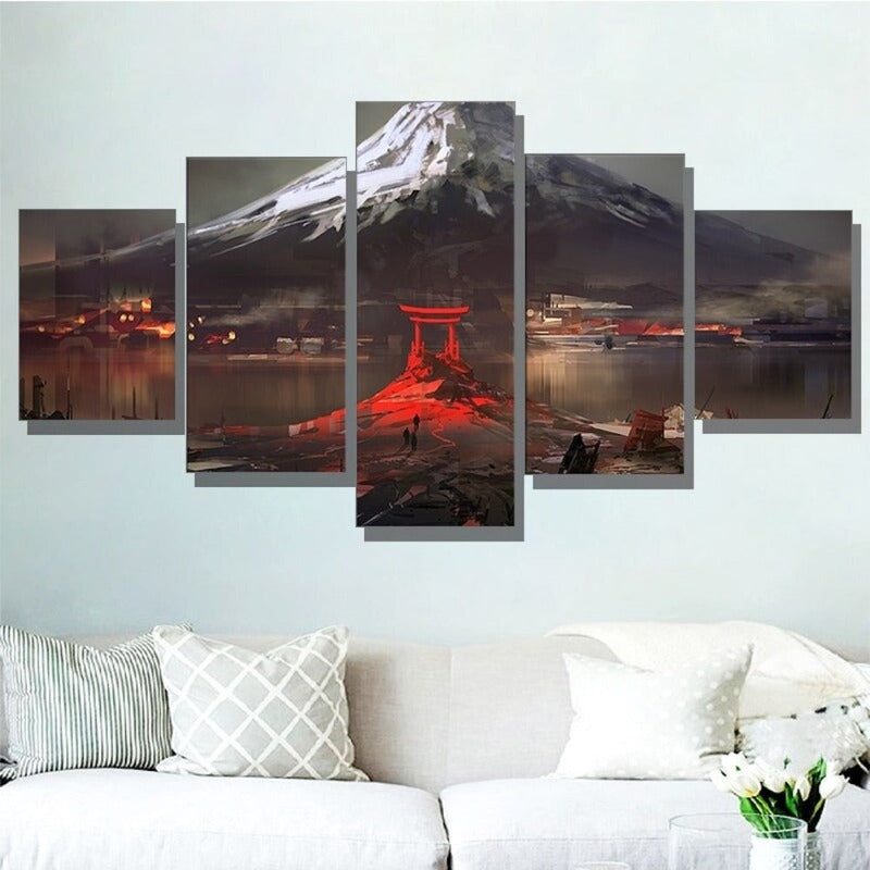 5 Pcs Abstract Art "Mount Fuji Japan Drawing"-Wall Art Posters | Bowlift