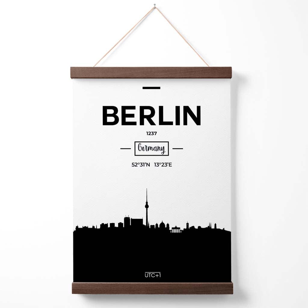 Berlin Black-White City Skyline Poster with Hanger | Bowlift