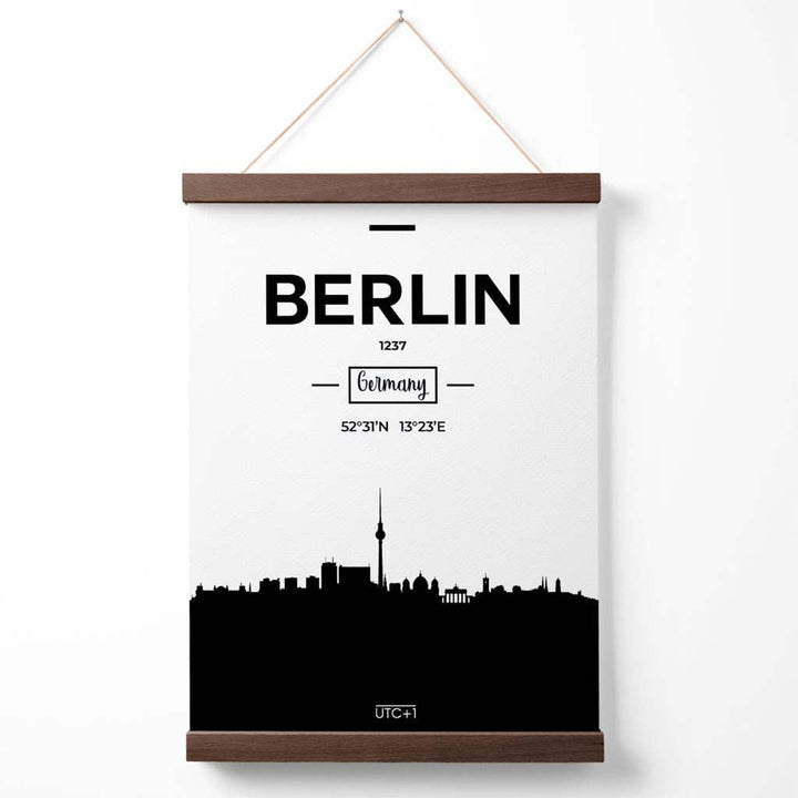 Berlin Black-White City Skyline Poster with Hanger | Bowlift