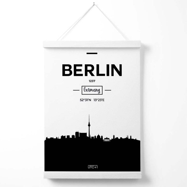 Berlin Black-White City Skyline Poster with Hanger | Bowlift