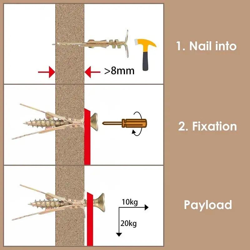 BowLift | 50 pieces of dowels with screws – self-tapping for drywall