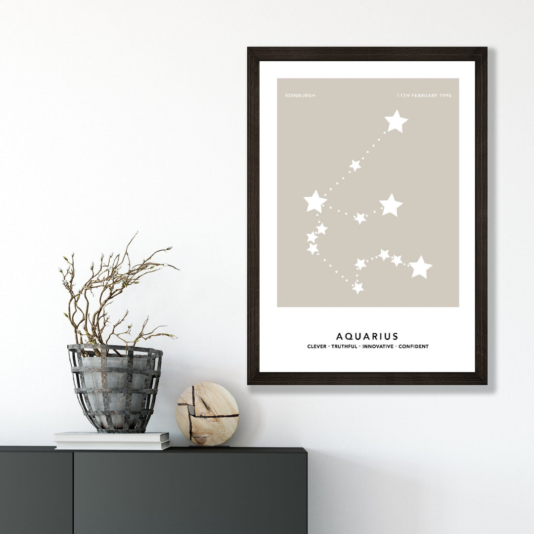 AQUARIUS - Personalized zodiac print with color options | Bowlift