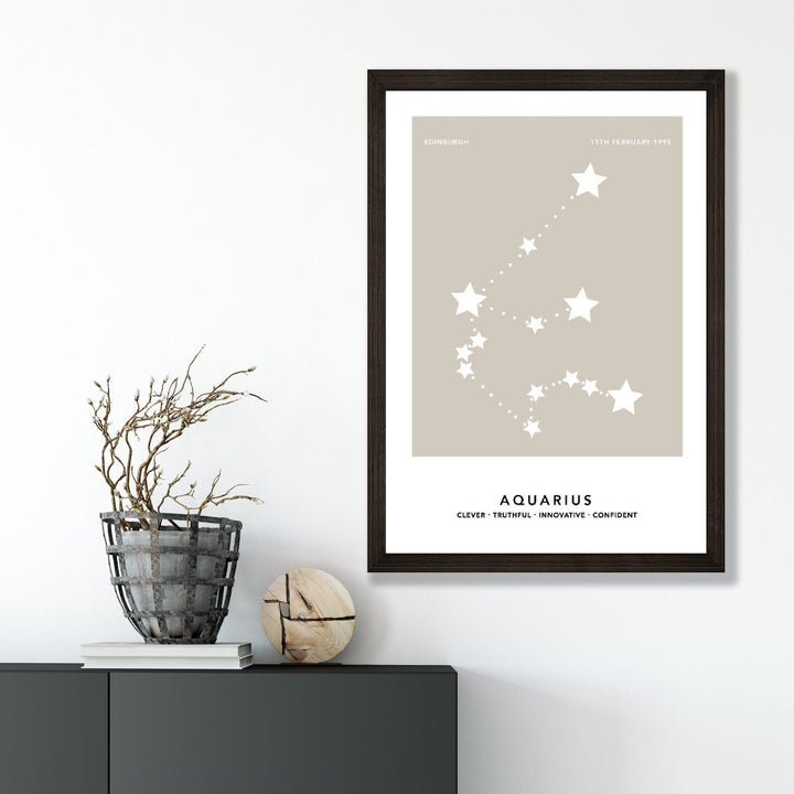 AQUARIUS - Personalized zodiac print with color options | Bowlift