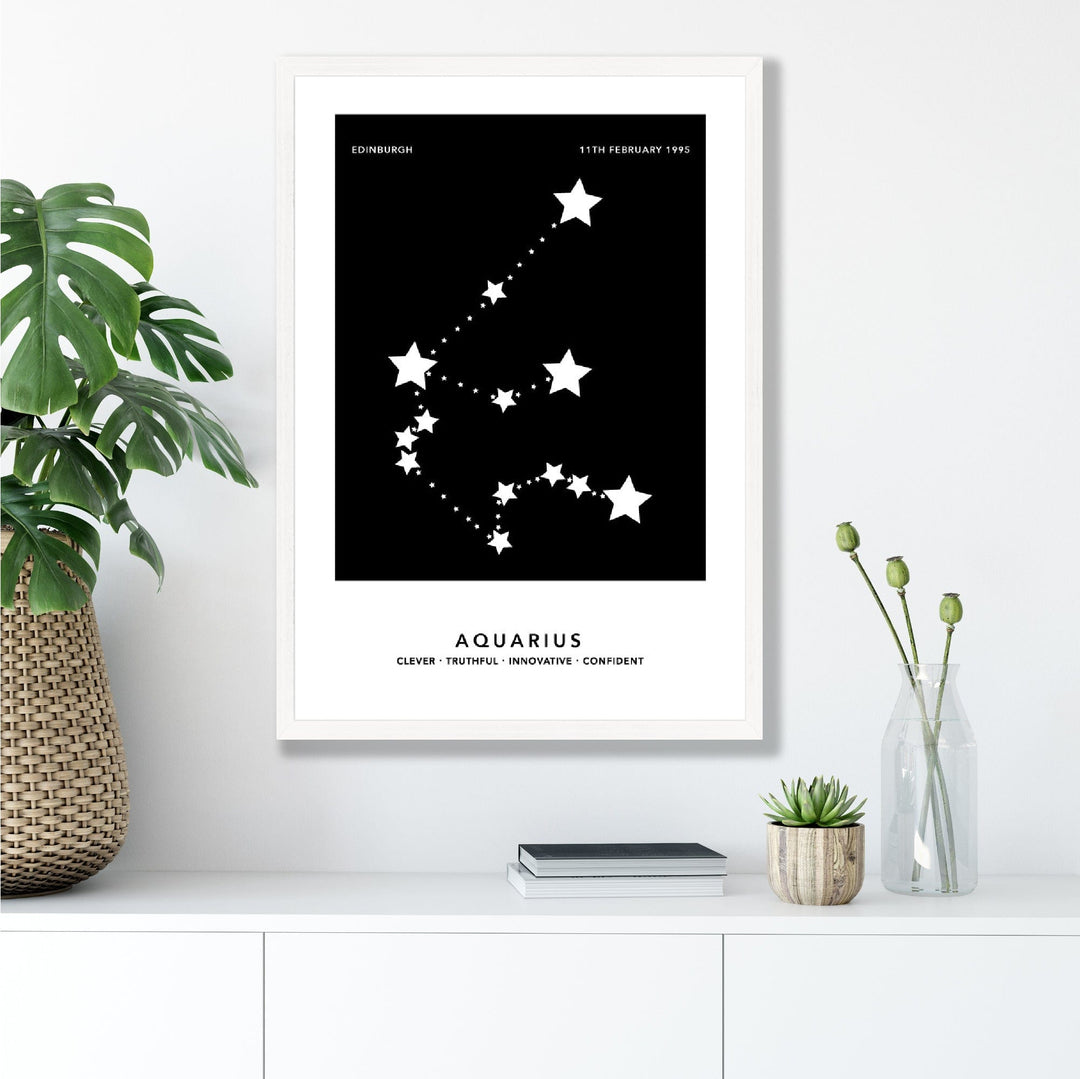AQUARIUS - Personalized zodiac print with color options | Bowlift