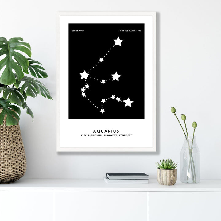 AQUARIUS - Personalized zodiac print with color options | Bowlift