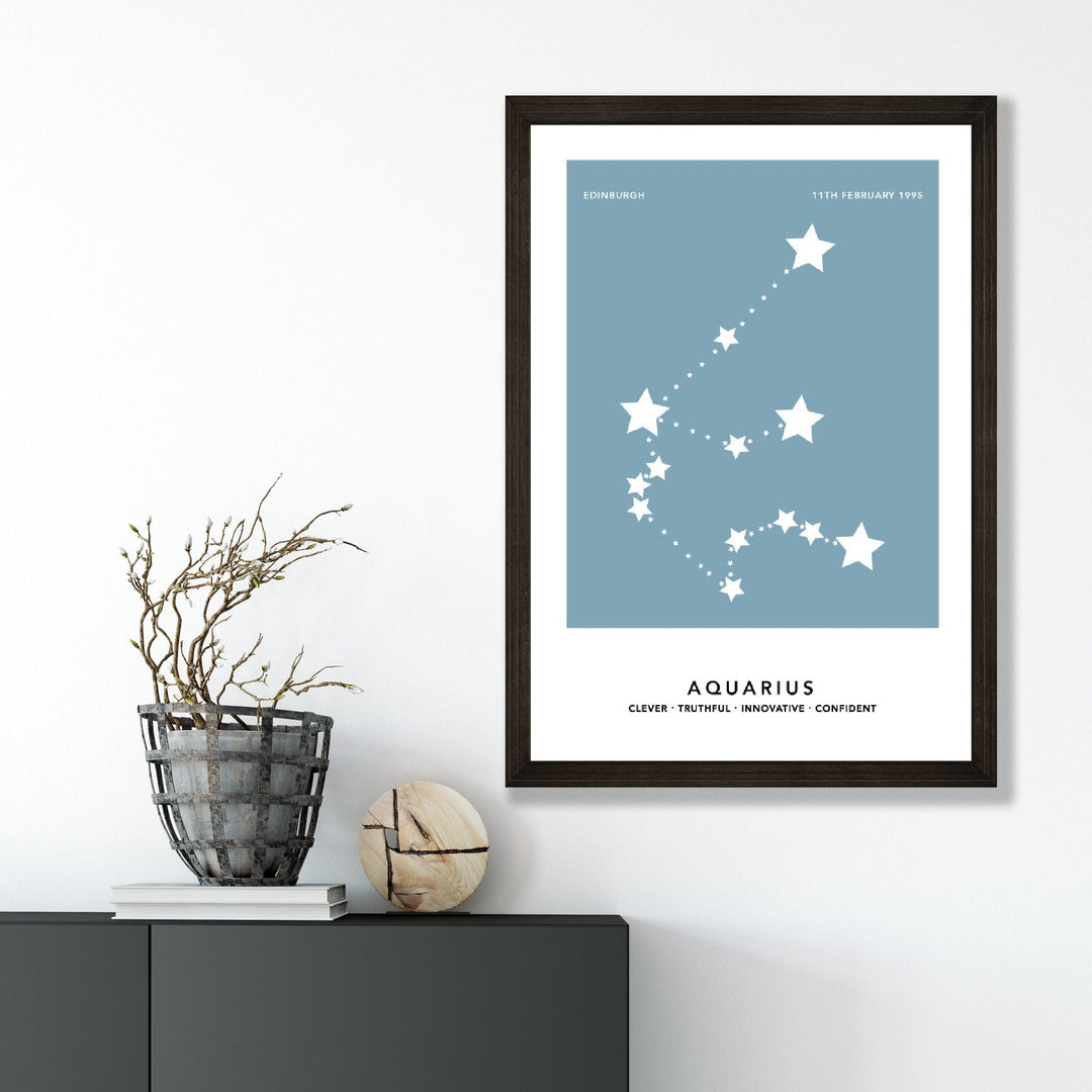 AQUARIUS - Personalized zodiac print with color options | Bowlift