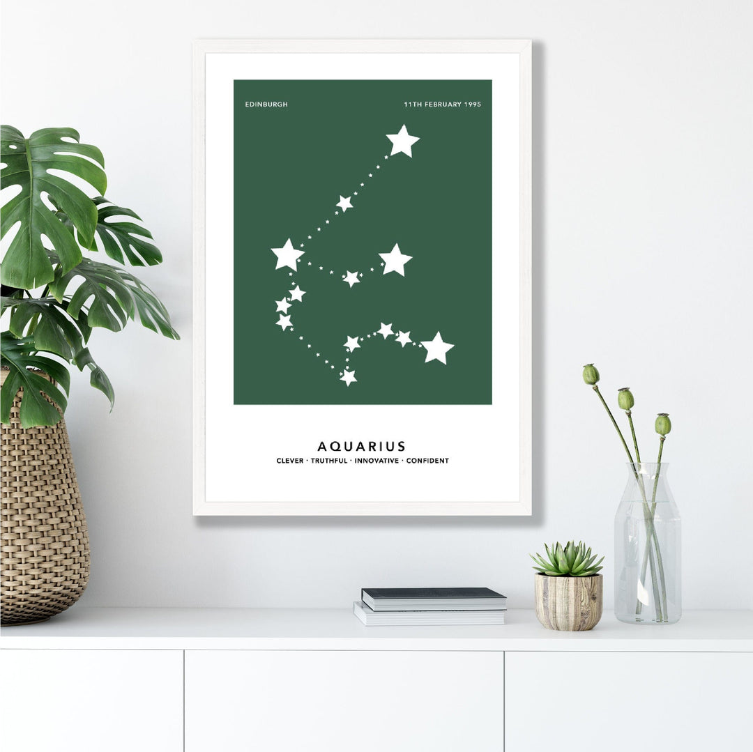 AQUARIUS - Personalized zodiac print with color options | Bowlift