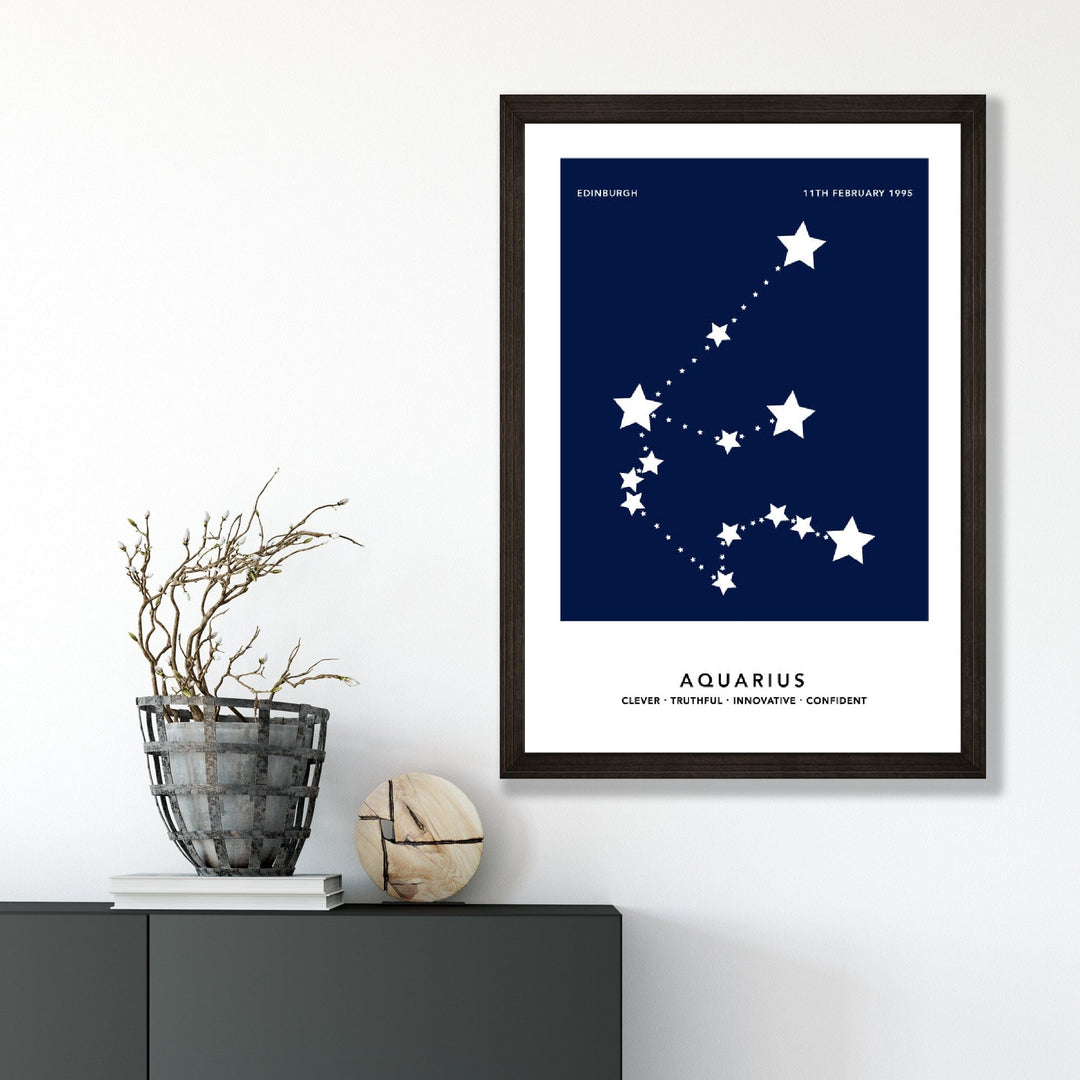 AQUARIUS - Personalized zodiac print with color options | Bowlift