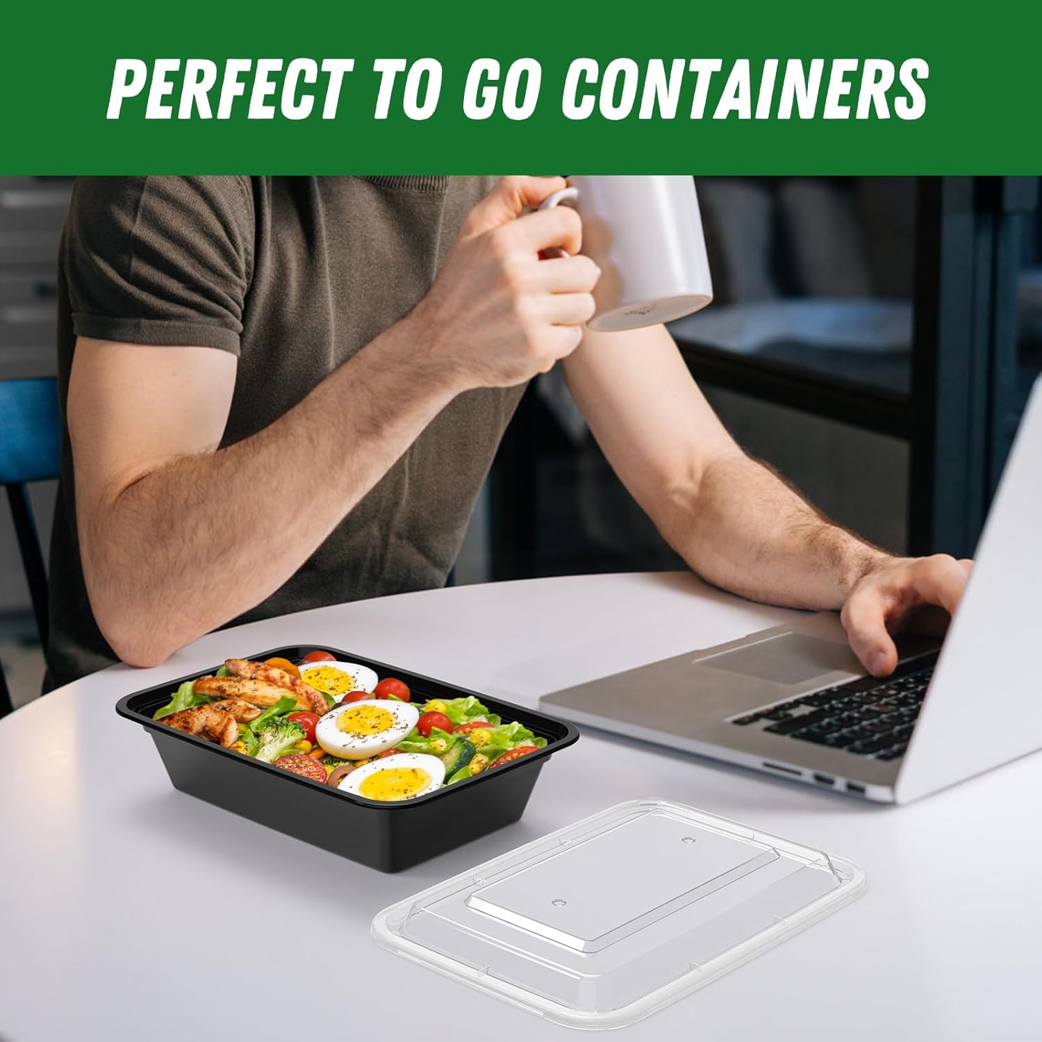 BowLift | 50-Pack Reusable Meal Prep Containers with Lid, Leakproof