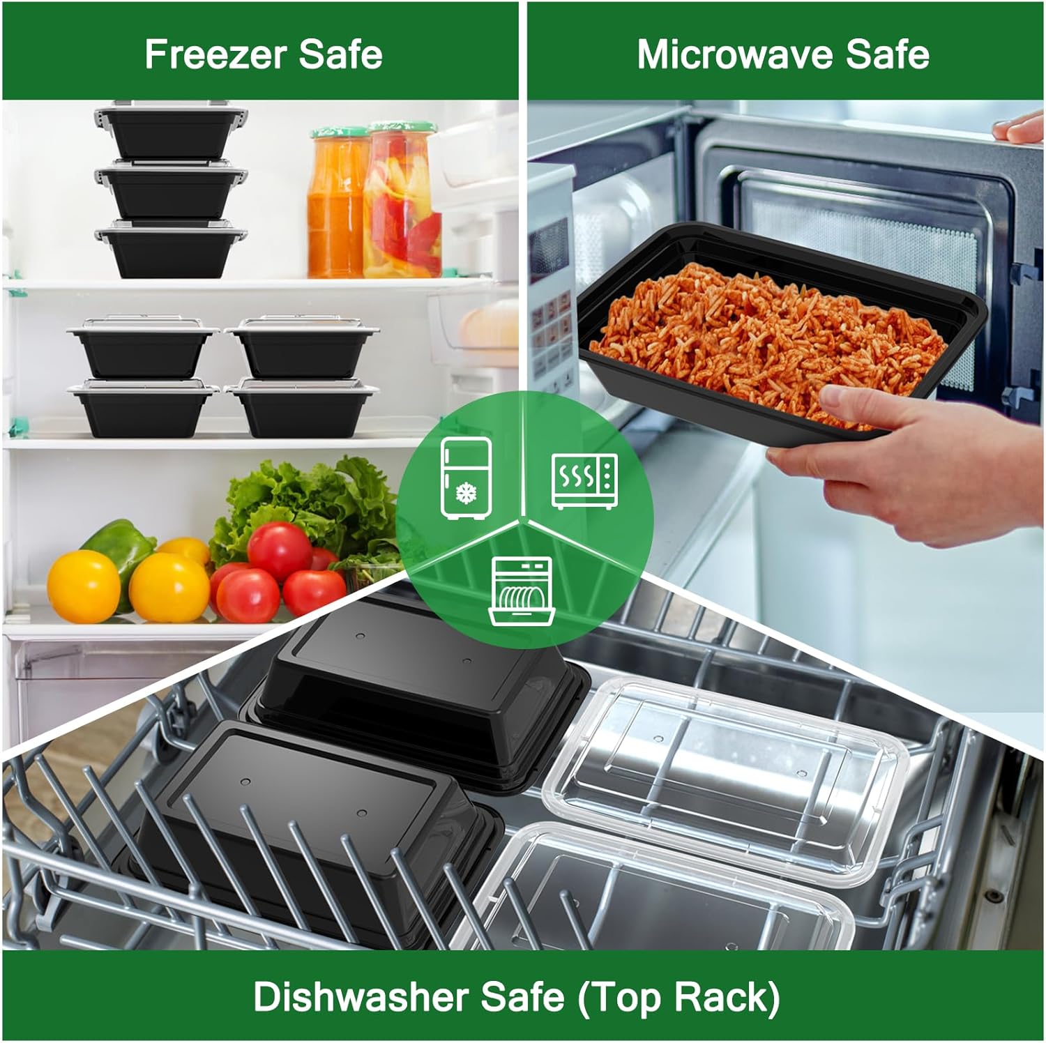 BowLift | 50-Pack Reusable Meal Prep Containers with Lid, Leakproof