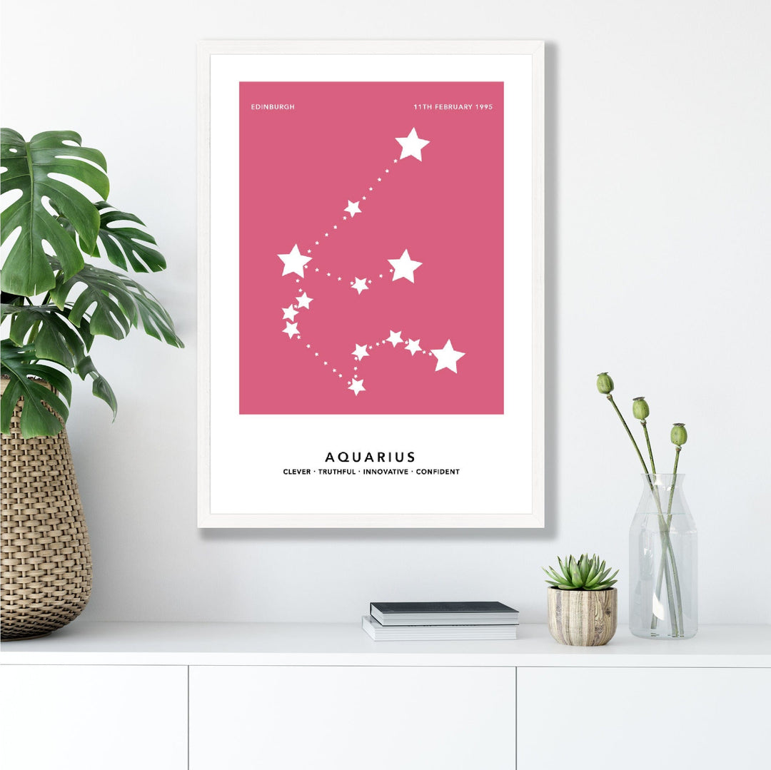 AQUARIUS - Personalized zodiac print with color options | Bowlift