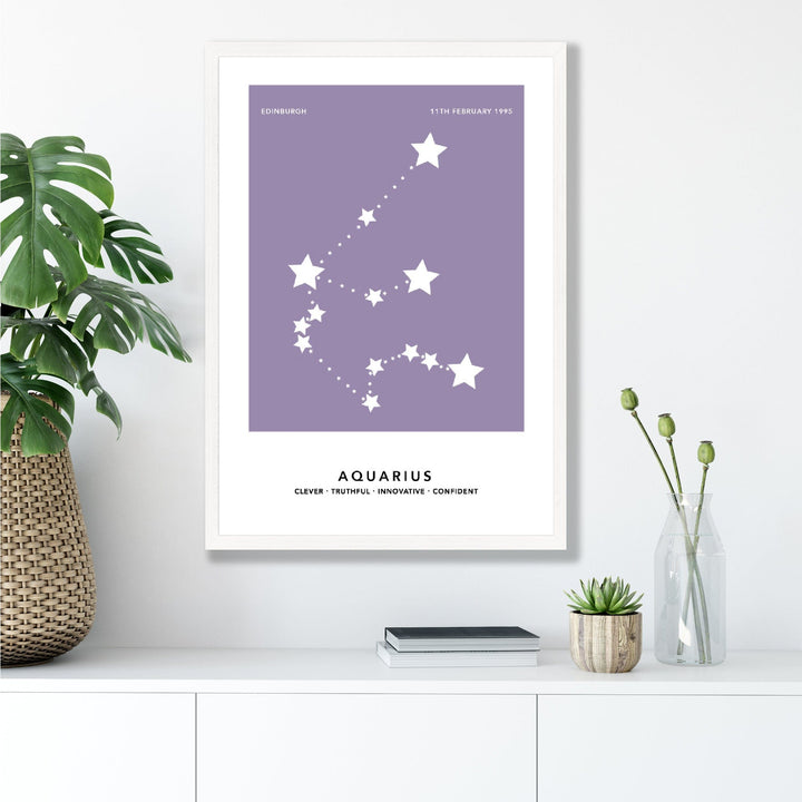 AQUARIUS - Personalized zodiac print with color options | Bowlift