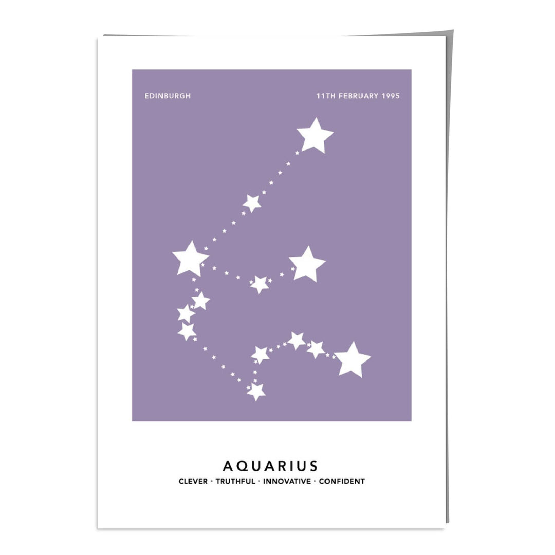 AQUARIUS - Personalized zodiac print with color options | Bowlift