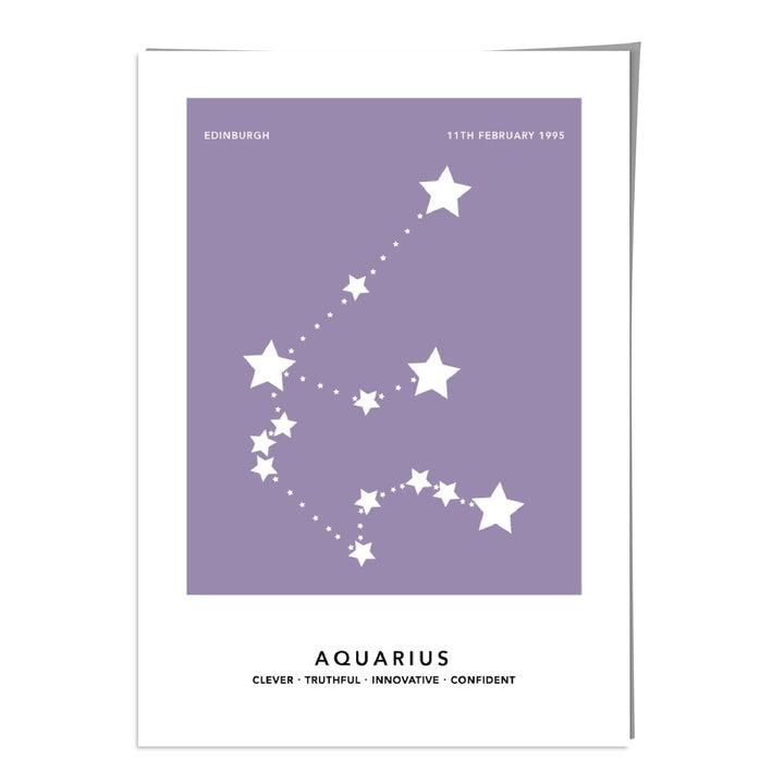 AQUARIUS - Personalized zodiac print with color options | Bowlift