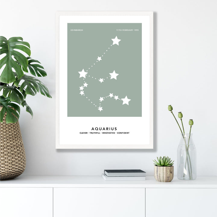 AQUARIUS - Personalized zodiac print with color options | Bowlift