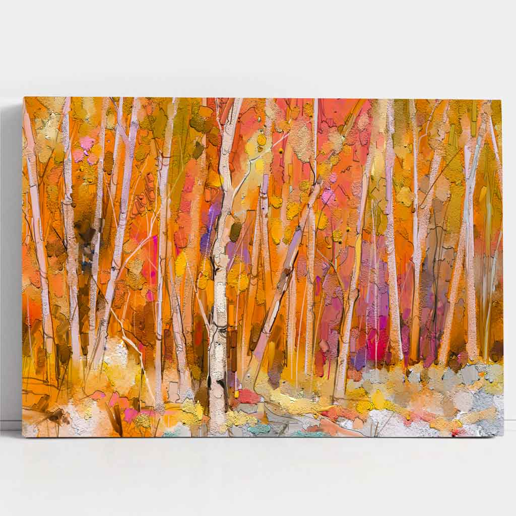 Abstract Orange Forest Wall Art Canvas Print | Bowlift