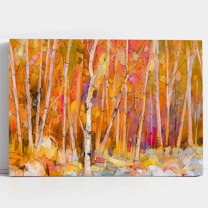 Abstract Orange Forest Wall Art Canvas Print | Bowlift