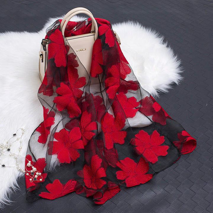 BowLift | Silk scarf with cut flowers hollow motif