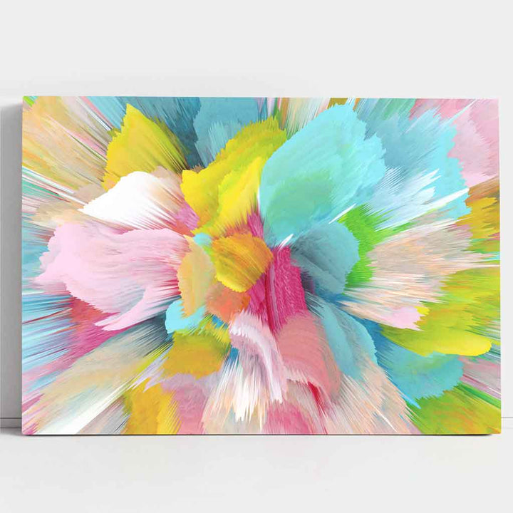 Abstract blue pink floral wall art canvas print | Bowlift