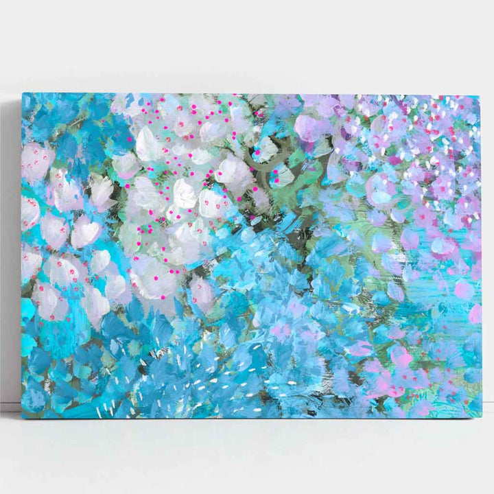 Abstract Floral Canvas Wall Art Prints in Blue | Bowlift