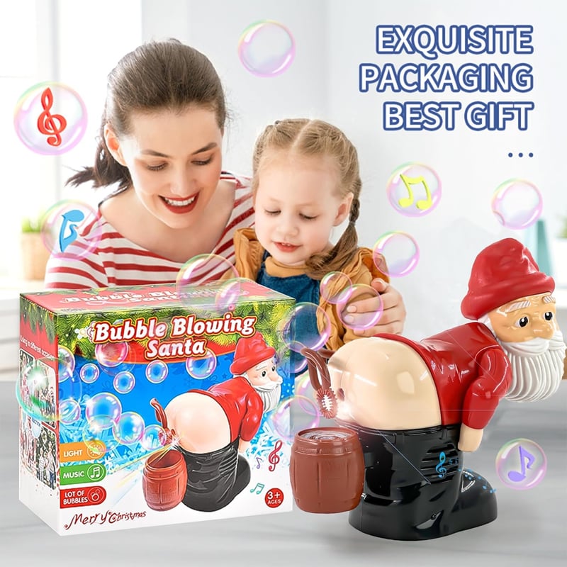 BowLift | Christmas Bubble Machine | Santa Design | With Light & Music | Funny Christmas Decoration